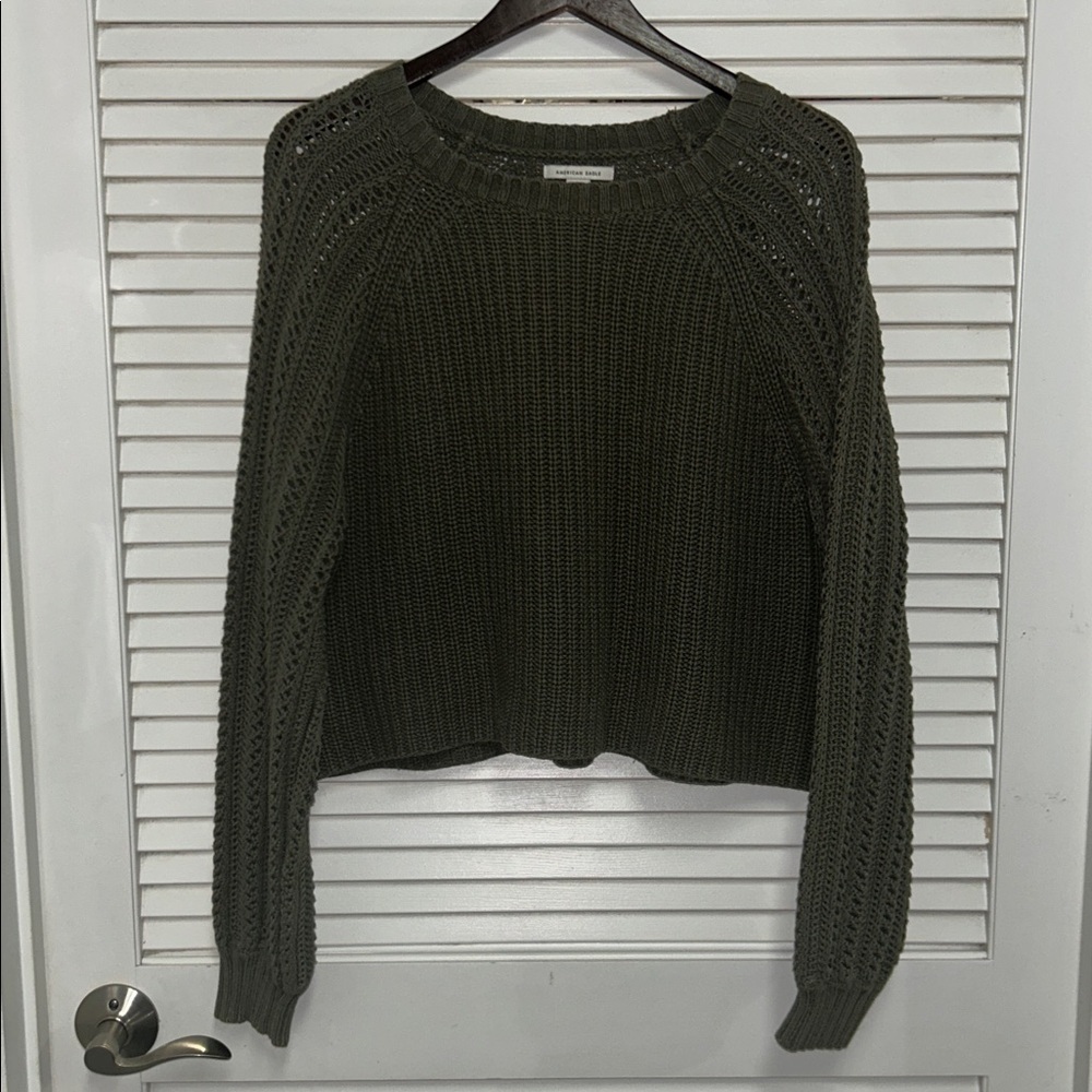 American Eagle Outfitters Army Green Boxy Knit Sweater